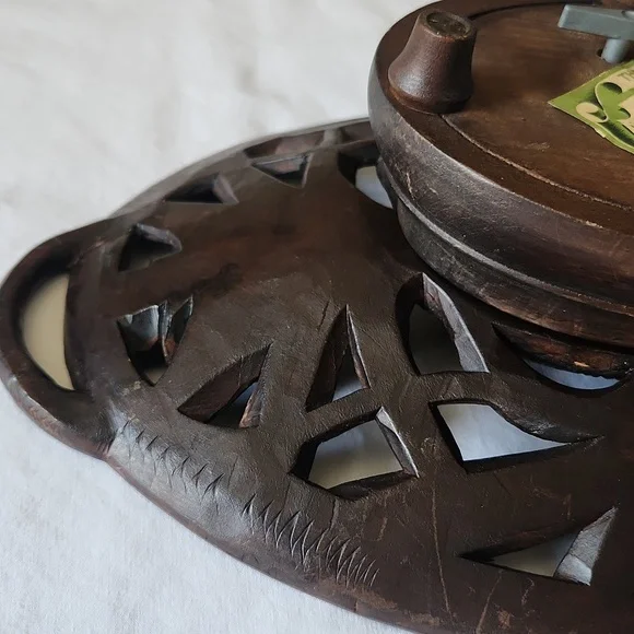 Thorens Lauterbach Walzer Switzerland Musical Carved Wooden Tray Platter - Picture 9 of 14